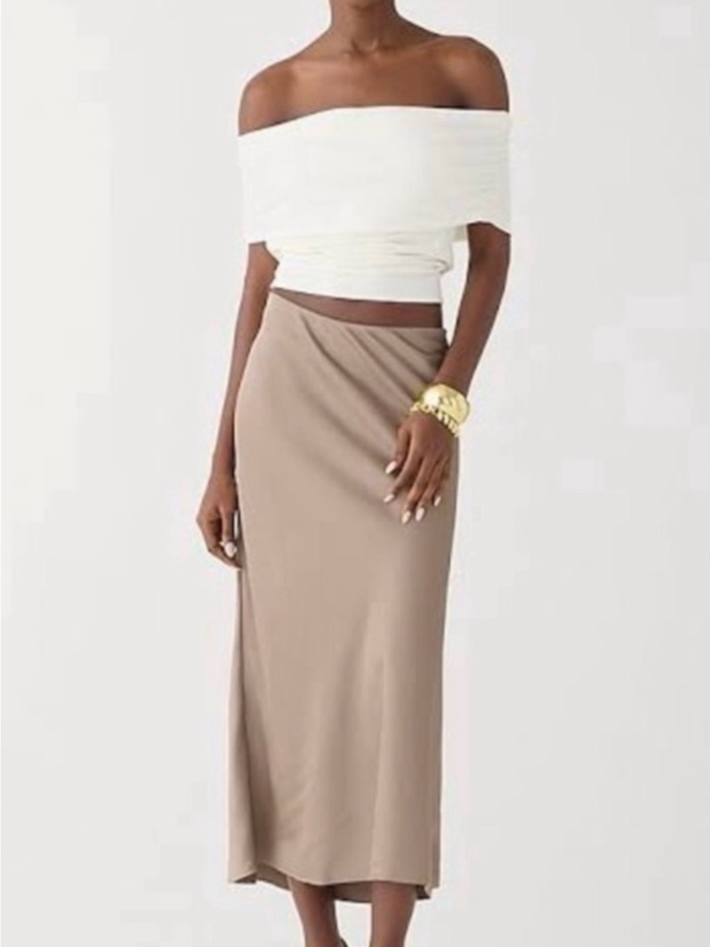 J. Crew Satin Midi Skirt in Taupe NWT